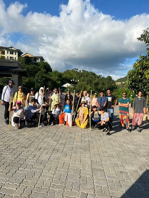 Yoga retreat students at Antaranga Yoga School during outdoor session